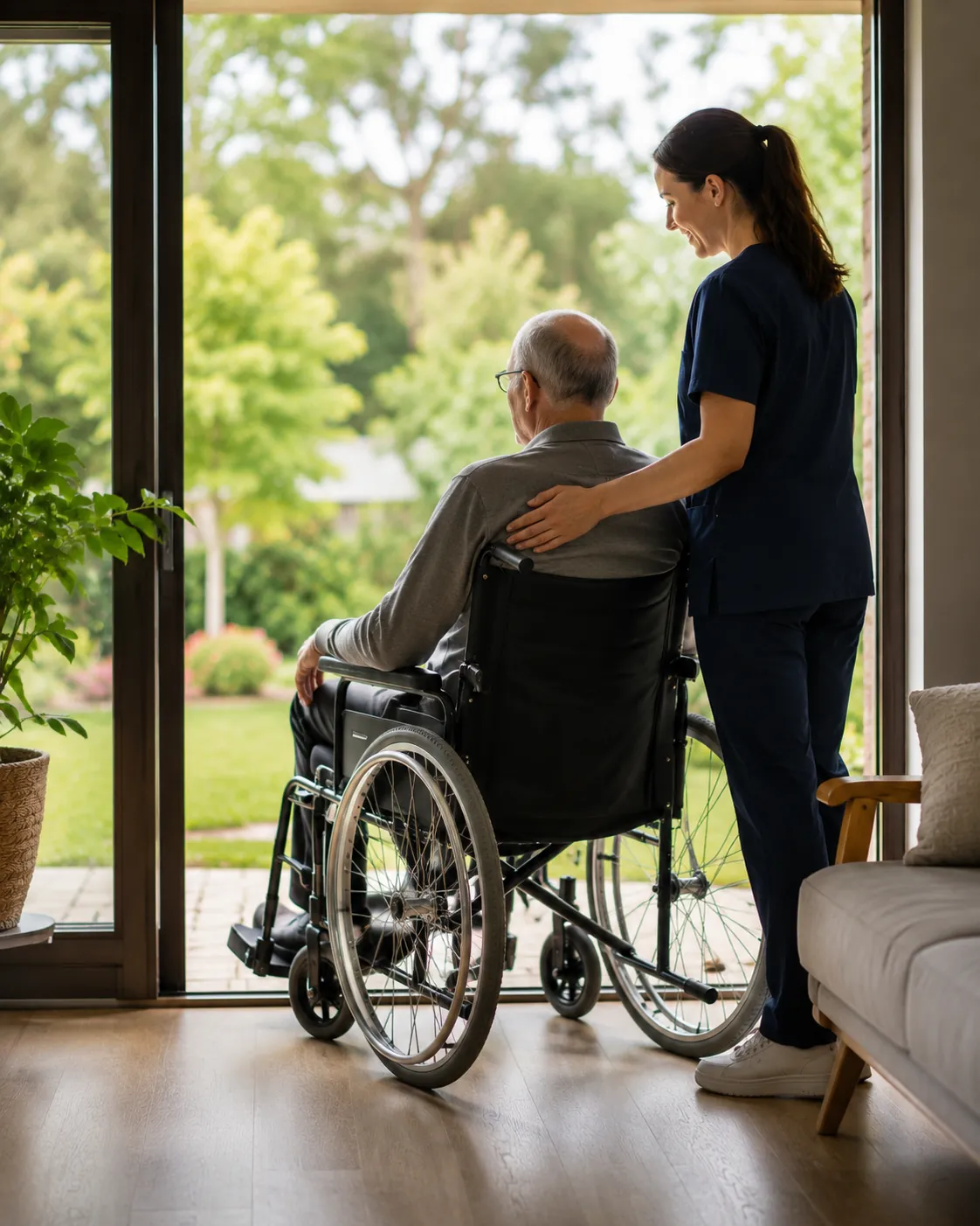 A carer and participant together at home