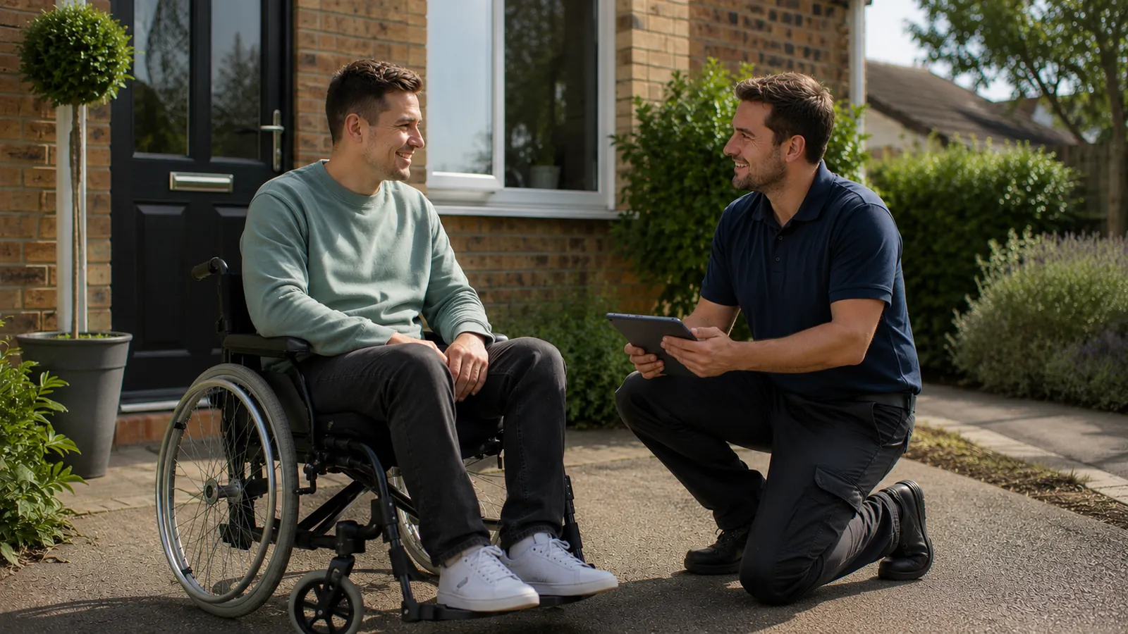 An NDIS support worker visiting a participant at home